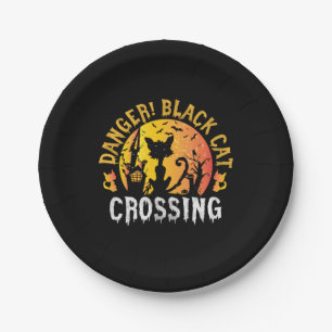 Halloween Gift Danger Cat Crossing Birthday Paper Plate