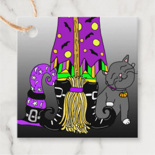 Halloween Gift Tag, Witch, Black Cat and Hat Favour Tags