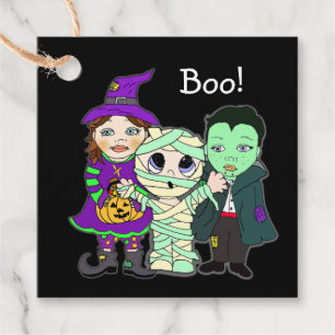 Halloween Gift Tag, Witch, Mummy and Vampire Favour Tags