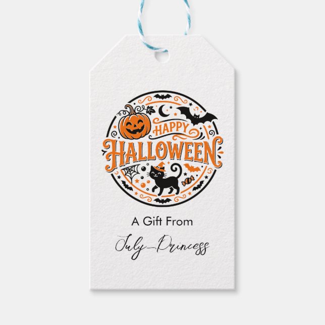 Halloween gift tags, personalized gift tags (Front)