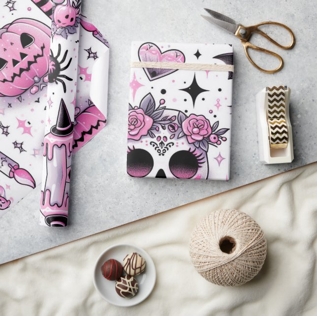 Halloween gift wrap, spooky wrapping paper, witch  paper (Crafts)