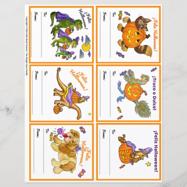 Halloween Gifting Party Class Cards Set 1 SPANISH (Front)