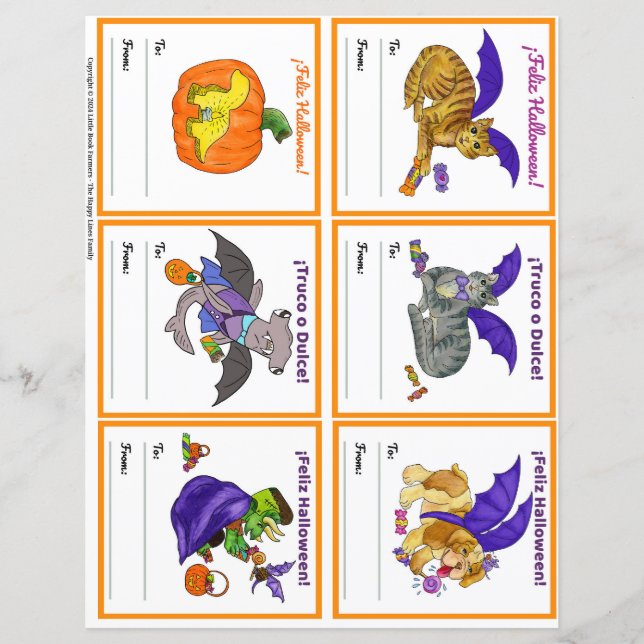 Halloween Gifting Party Class Cards Set 2 SPANISH (Front)