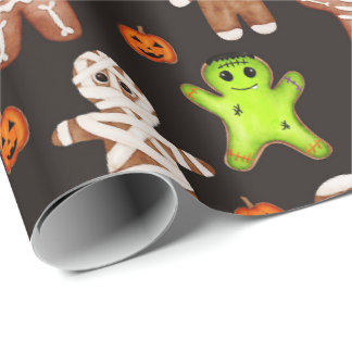 Halloween Gingerbread Pattern Wrapping Paper