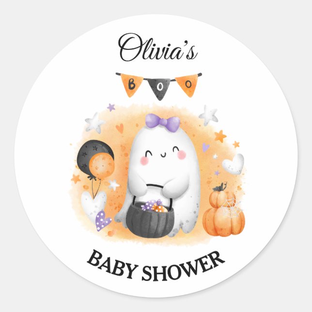 Halloween Girl Baby Shower Cute Ghost Sticker (Front)