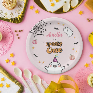 Halloween Girl Birthday Spooky One Paper Plate