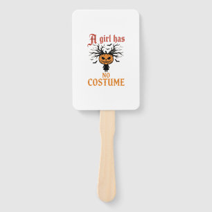 Halloween Girl Has No Costume Pumpkin Hand Fan