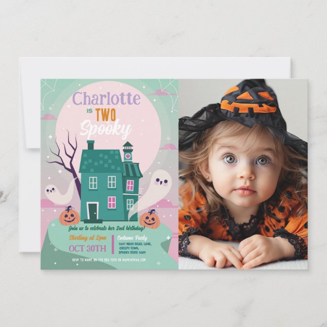 Halloween Girls 2nd Ghosts House Party Haunted Invitation (Front)