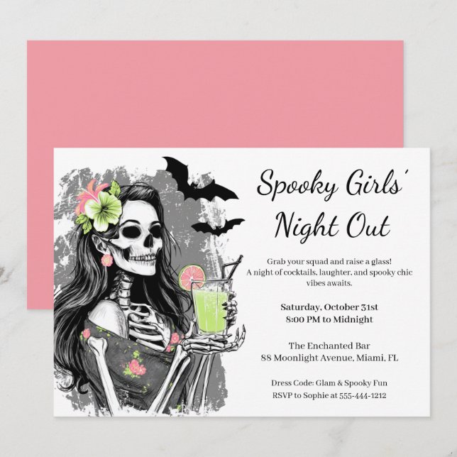 Halloween Girls Night Out | Spooky Cocktail Party Invitation (Front/Back)