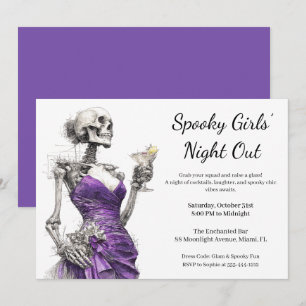 Halloween Girls Night Out   Spooky Cocktail Party Invitation