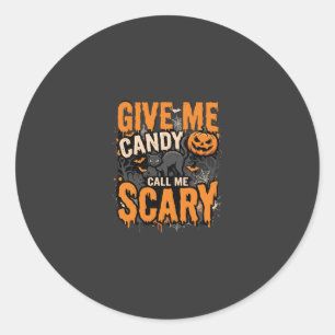 Halloween Give Me Candy Scary Cat Classic Round Sticker