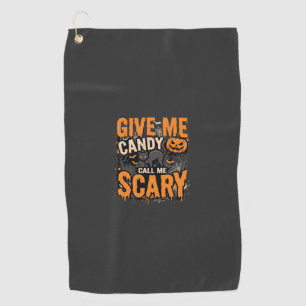 Halloween Give Me Candy Scary Cat Golf Towel