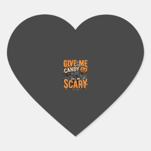 Halloween Give Me Candy Scary Cat Heart Sticker