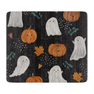 Halloween Glass Cutting Board – Ghosts, Pumpkins 