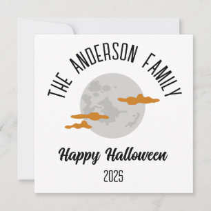 Halloween Glowing Full Moon Personalized Name Holiday Card
