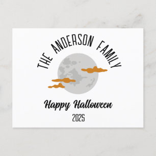 Halloween Glowing Full Moon Personalized Name Holiday Postcard
