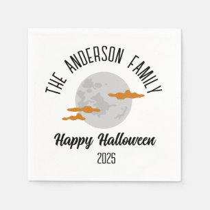 Halloween Glowing Full Moon Personalized Name Napkin