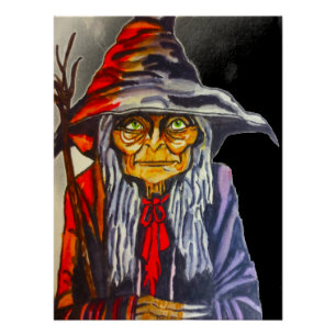 HALLOWEEN GLOWING RED WITCH  POSTER