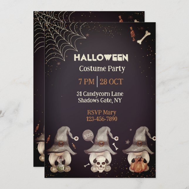 Halloween Gnome Invitation (Front/Back)