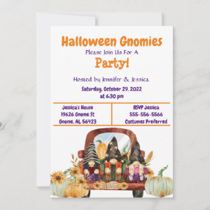 Halloween Gnome Party Invitation