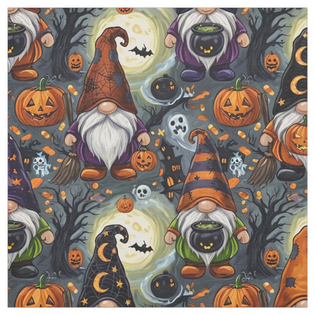 Halloween Gnome Pattern Fabric  (Swatch)