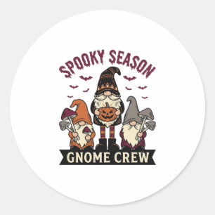 Halloween Gnome Shirt Spooky Gnome Crew Vintage De Classic Round Sticker
