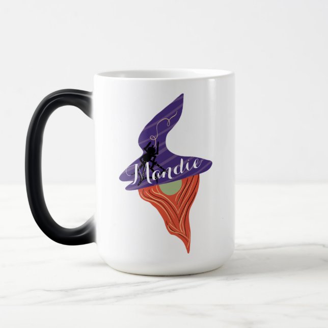 Halloween Gnome Spider Name Doodles Magic Mug (Left)