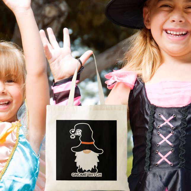 Halloween Gnome Witch White Hair Black Hat Tote (Halloween Gnome Witch White Hair Black Hat Tote)