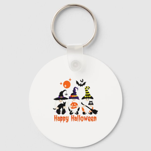 Halloween Gnomes Cute Autumn Pumpkin Fall Keychain (Front)