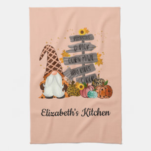Halloween Gnomes, Fall, Pumpkins  Kitchen Towel