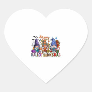 Halloween Gnomes Happy Hallothanksmas Thanksgiving Heart Sticker