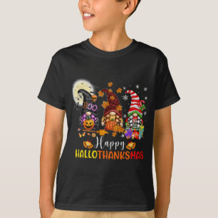 Halloween Gnomes Happy HalloThanksMas Thanksgiving T-Shirt