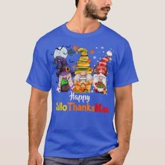 Halloween Gnomes Happy HalloThanksMas Thanksgiving T-Shirt