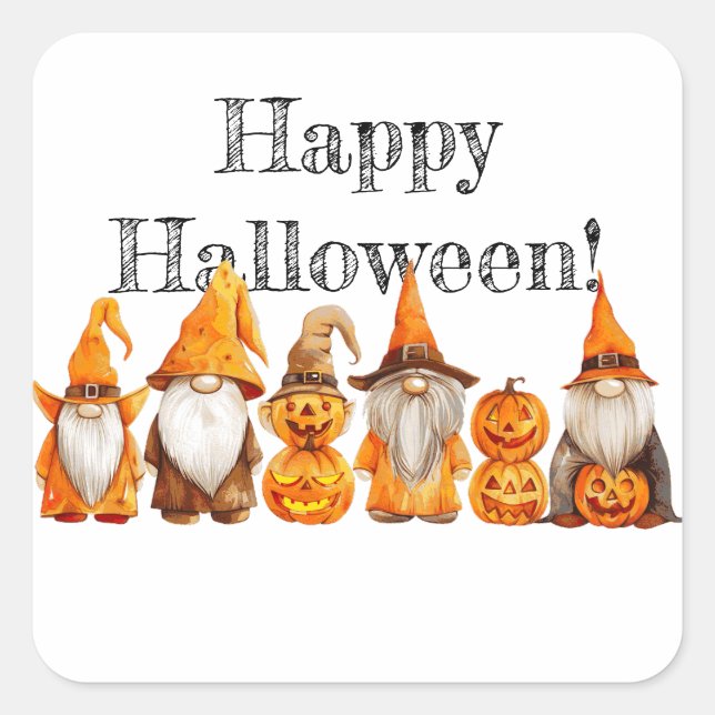 Halloween Gnomes Square Sticker (Front)