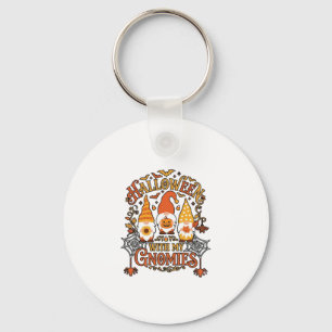Halloween Gnomies Pumpkin Spider Web Bats_1 Keychain