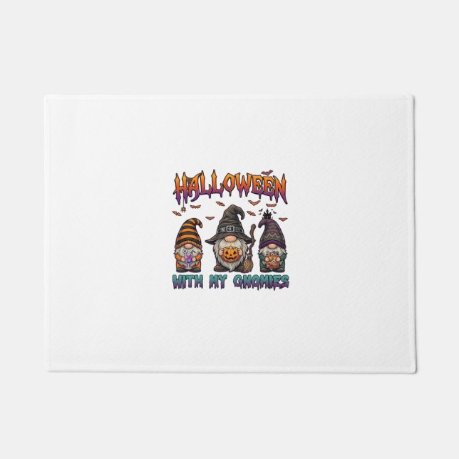 Halloween Gnomies Three Gnomes Witch Hat Pumpkin_1 Doormat (Front)