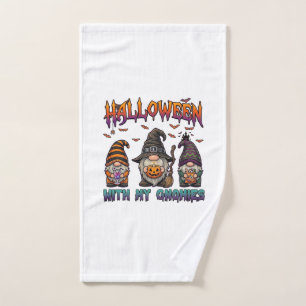 Halloween Gnomies Three Gnomes Witch Hat Pumpkin_1 Hand Towel