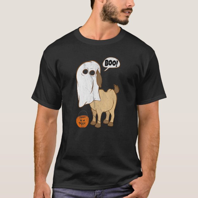 Halloween Goat Ghost Costume Cute Boo Goat Tee (Front)