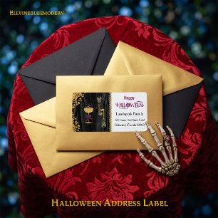 Halloween Gold Glitter Skulls & Glitter Champagne Label