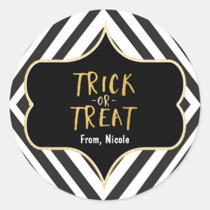 Halloween Gold TRICK OR TREAT Modern Chic Sticker