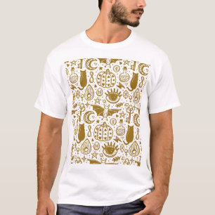 Halloween golden ink, seamless silhouette pattern. T-Shirt