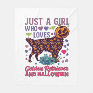 Halloween Golden Retriever_1 Fleece Blanket