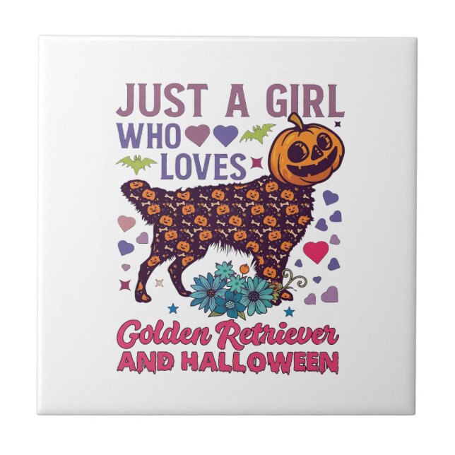 Halloween Golden Retriever_1 Tile (Front)