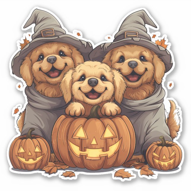 Halloween Golden Retriever Dogs Jack O Lantern (Front)