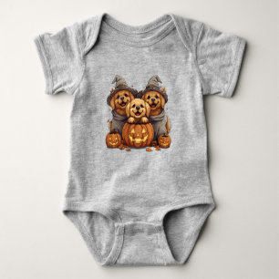 Halloween Golden Retriever Dogs Jack O Lantern Baby Bodysuit