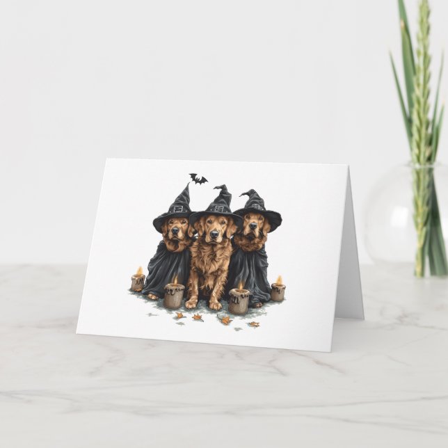 Halloween Golden Retriever Dogs Jack O Lantern Card (Front)