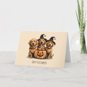 Halloween Golden Retriever Dogs Jack O Lantern Card