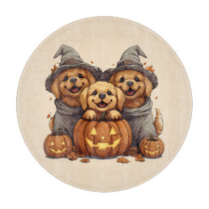Halloween Golden Retriever Dogs Jack O Lantern Cutting Board
