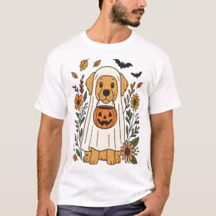 Halloween Golden Retriever Flowers T-Shirt