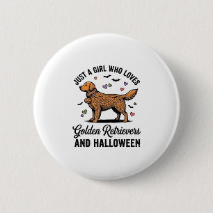 Halloween Golden Retriever Girl Dog Mom Vintage Ar 2 Inch Round Button